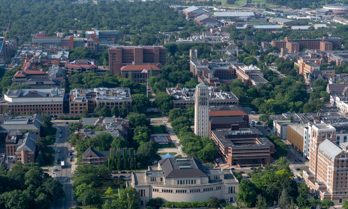 Aerial view of the University of Michigan Central Campus